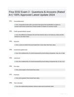 Fina 3332 Exam 2 - Questions & Answers (Rated A+) 100% Approved Latest Update 2024