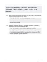 ADH Exam 1 Prep | Questions and Verified Answers| 100% Correct (Latest 2024/ 2024 Update)