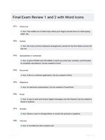 Final Exam Review 1 and 2 with Word Icons