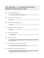 DAT 250 Exam 1 - 61 Questions & Answers (Rated A+) Latest Version 2024