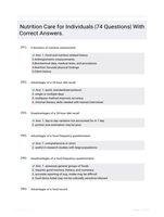 Nutrition Care for Individuals |74 Questions| With Correct Answers.