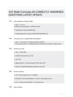 SAT Math Formulas 60 CORRECTLY ANSWERED QUESTIONS LATEST UPDATE