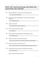 APHY 102: Final Exam Review 329 PRACTICE QUESTIONS AND ANSWER