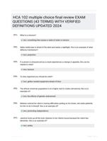 HCA 102 multiple choice final review EXAM QUESTIONS (43 TERMS) WITH VERIFIED DEFINITIONS UPDATED 2024