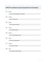 LVN Pre entrance Exam Questions & Answers