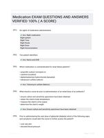 Medication EXAM QUESTIONS AND ANSWERS VERIFIED 100% ( A SCORE)