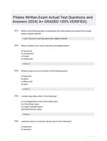 Pilates Written Exam Actual Test Questions and Answers 2024( A+ GRADED 100% VERIFIED).