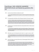 Final (Exam 100% VERIFIED  ANSWERS 2024/2025) Book and Mastering questions Bio 191