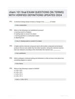 chem 101 final EXAM QUESTIONS (96 TERMS) WITH VERIFIED DEFINITIONS UPDATED 2024