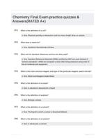Chemistry Final Exam practice quizzes & Answers(RATED A+)