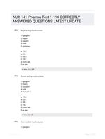 NUR 141 Pharma Test 1 190 CORRECTLY ANSWERED QUESTIONS LATEST UPDATE