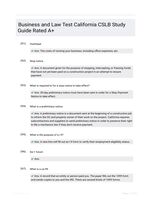 Business and Law Test California CSLB Study Guide Rated A+