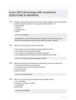 Exam 2023 physiology with corrections  QUESTIONS & ANSWERS