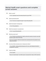 Mental Health exam questions and complete correct  answers