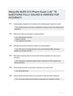 Maryville NURS 615 Pharm Exam 2 - 78 QUESTIONS FULLY SOLVED & VERIFIED FOR ACCURACY.