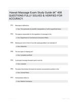 Hawaii Massage Exam Study Guide - 408 QUESTIONS FULLY SOLVED & VERIFIED FOR ACCURACY.