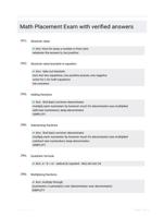 Math Placement Exam with verified answers