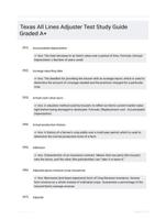 Texas All Lines Adjuster Test Study Guide Graded A+