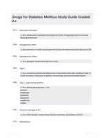 Drugs for Diabetes Mellitus Study Guide Graded A+