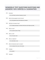 WONDERLIC TEST QUESTIONS QUESTIONS AND ANSWERS 100% VERIFIED A+ GUARANTEED