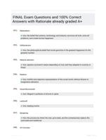 FINAL Exam Questions and 100% Correct  Answers with Rationale already graded A+