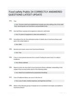 Food safety Publix 24 CORRECTLY ANSWERED QUESTIONS LATEST UPDATE