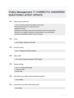 Publix Management 71 CORRECTLY ANSWERED QUESTIONS LATEST UPDATE