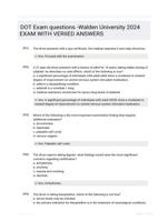 DOT Exam questions -Walden  University 2024 EXAM WITH VERIIED  ANSWERS