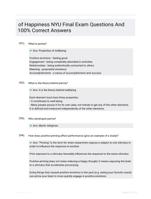 of Happiness NYU Final Exam Questions And  100% Correct Answers