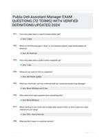 Publix Deli Assistant Manager EXAM QUESTIONS (72 TERMS) WITH VERIFIED DEFINITIONS UPDATED 2024