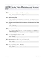 CBSPD Practice Exam 2 Questions And Answers 2024