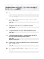 Vet Med Laws and Rules Exam Quiz with 100% Correct Answers..
