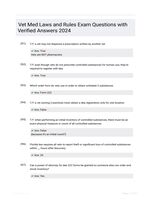 Vet Med Laws and Rules Exam Quiz with 100% Correct Answers..
