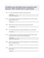 Vet Med Laws and Rules exam questions and answers 100% verified and A+ guaranteed