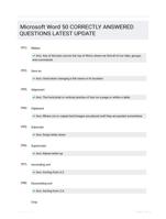 Microsoft Word 50 CORRECTLY ANSWERED QUESTIONS LATEST UPDATE