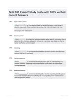 NUR 101 Exam 2 Study Guide with 100% verified correct Answers