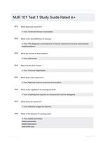 NUR 101 Test 1 Study Guide Rated A+