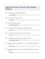 ASU BIO 181 Exam 2 Quiz for 2024 Updated Solutions