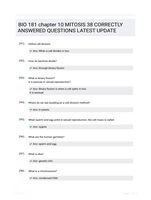 BIO 181 chapter 10 MITOSIS 38 CORRECTLY ANSWERED QUESTIONS LATEST UPDATE