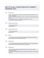 BIO 181 Exam 4 QUESTIONS WITH CORRECT ANSWERS 2024