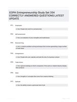 EOPA Entrepreneurship Study Set 354 CORRECTLY ANSWERED QUESTIONS LATEST UPDATE