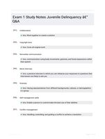 Exam 1 Study Notes Juvenile Delinquency - Q&A