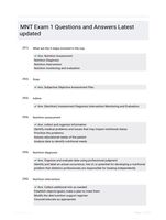 MNT Exam 1 Questions and Answers Latest updated