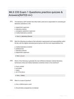 MLS 220 Exam 1 Questions practice quizzes & Answers(RATED A+)