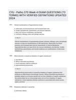 CYU - Patho 370 Week 4 EXAM QUESTIONS (73 TERMS) WITH VERIFIED DEFINITIONS UPDATED 2024