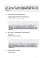 CYU - Patho 370 Week 4 EXAM QUESTIONS (73 TERMS) WITH VERIFIED DEFINITIONS UPDATED 2024