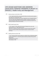 CPH (EXAM QUESTIONS AND ANSWERS (2024/2025) (VERIFIED ANSWERS) ALREADY A+ GRADED.): Health Policy and Management