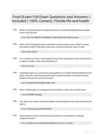 Final (Exam Full Exam Questions and Answers ( Included ) 100% Correct) -Florida life and health