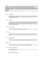 Gold Coast Real Estate EXAM QUESTIONS (177 TERMS) WITH VERIFIED DEFINITIONS UPDATED 2024
