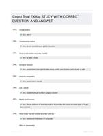 Coast final EXAM STUDY WITH  CORRECT QUESTION AND ANSWER